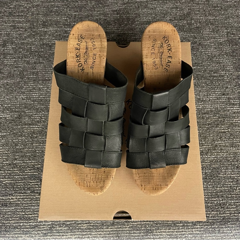Kork-Ease Black Leather Women's Sandals